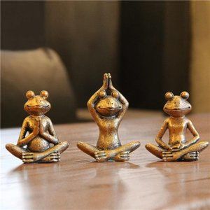 Frog figurines yoga zen decor – frog yoga statues for home decor,set of 3 yoga